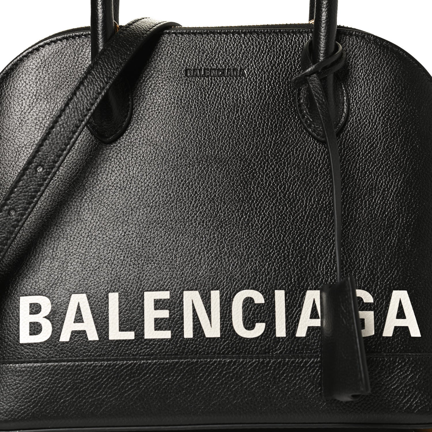 Balenciaga Grained Calfskin Logo S Ville Top Handle Bag Black White 10 of 10