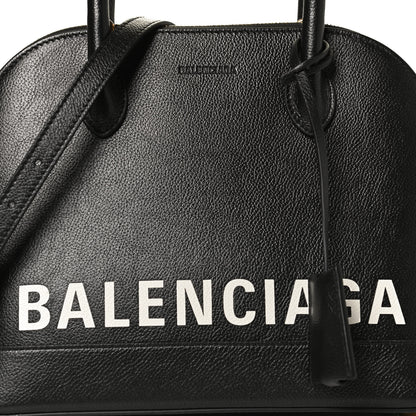 Balenciaga Grained Calfskin Logo S Ville Top Handle Bag Black White 10 of 10