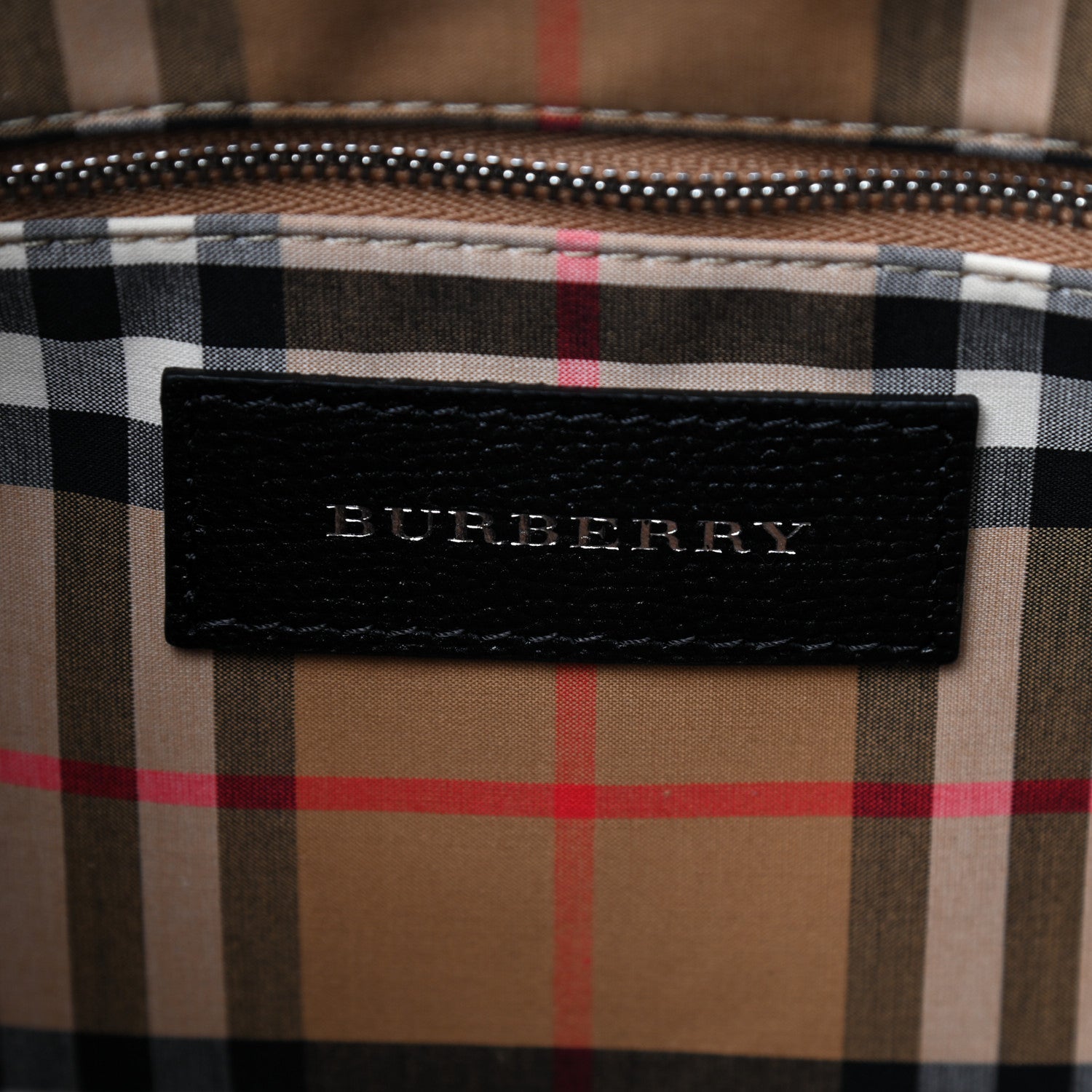 Burberry Grainy Calfskin House Check Medium Banner Tote Black 5 of 7