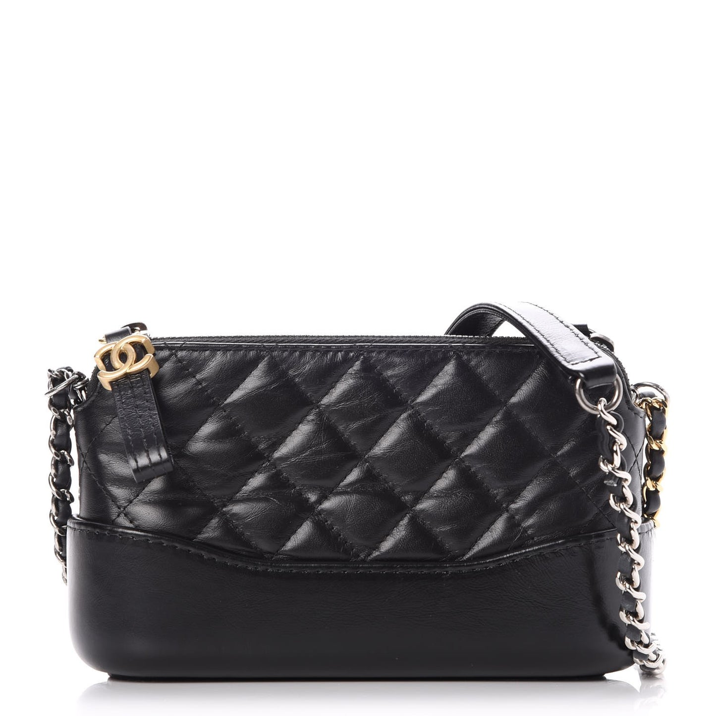 Aged Calfskin Quilted Small Gabrielle Clutch With Chain Black
