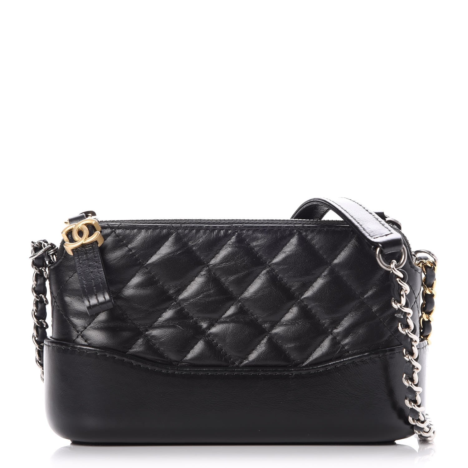 Chanel Aged Calfskin Quilted Small Gabrielle Clutch With Chain Black 1 of 11