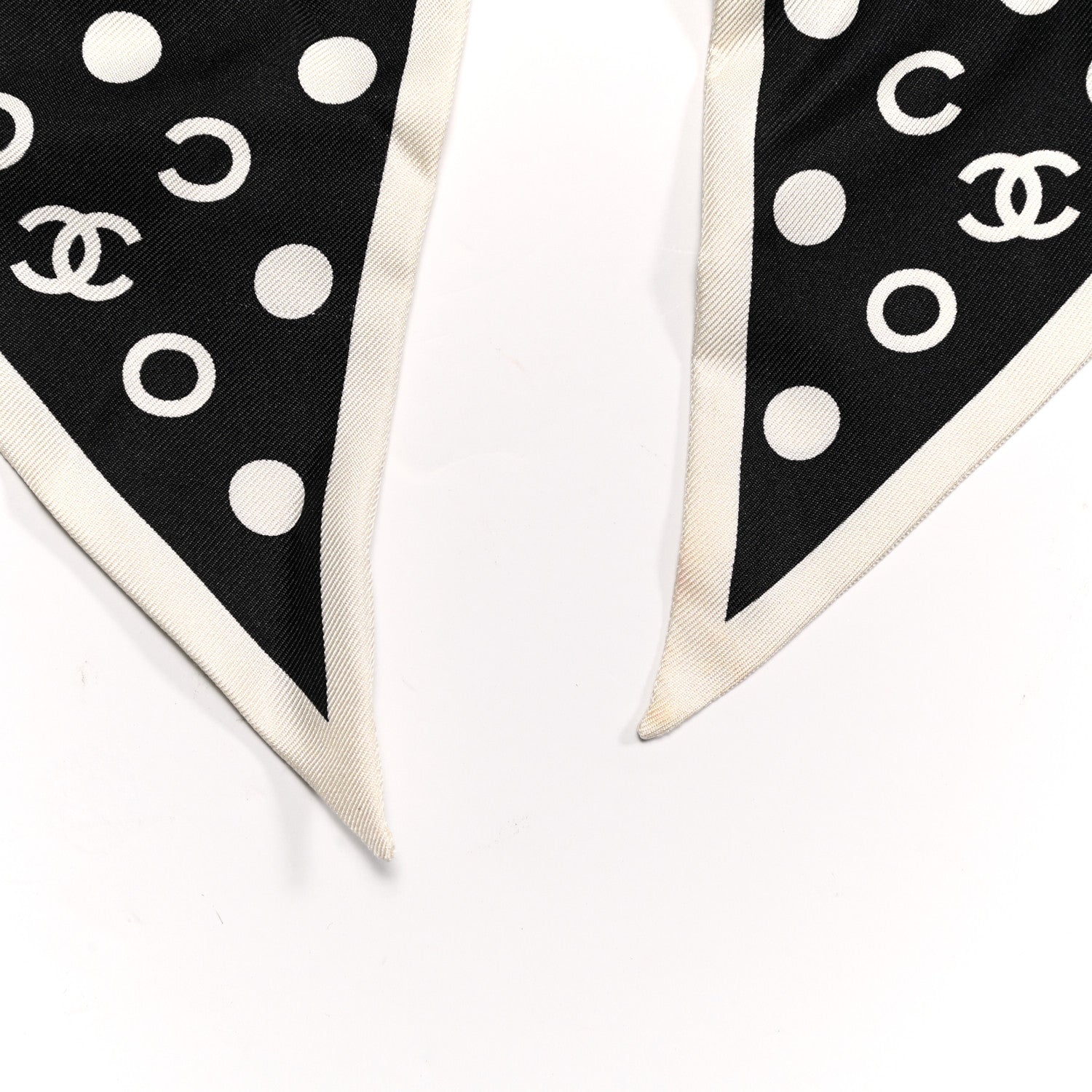 Chanel Silk CC Twilly Hair Tie Black White 6 of 6
