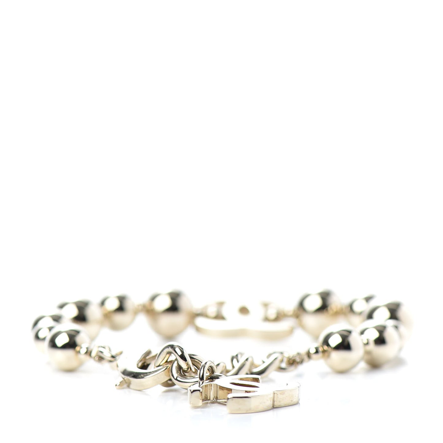 Metal Beaded CC Bracelet Gold