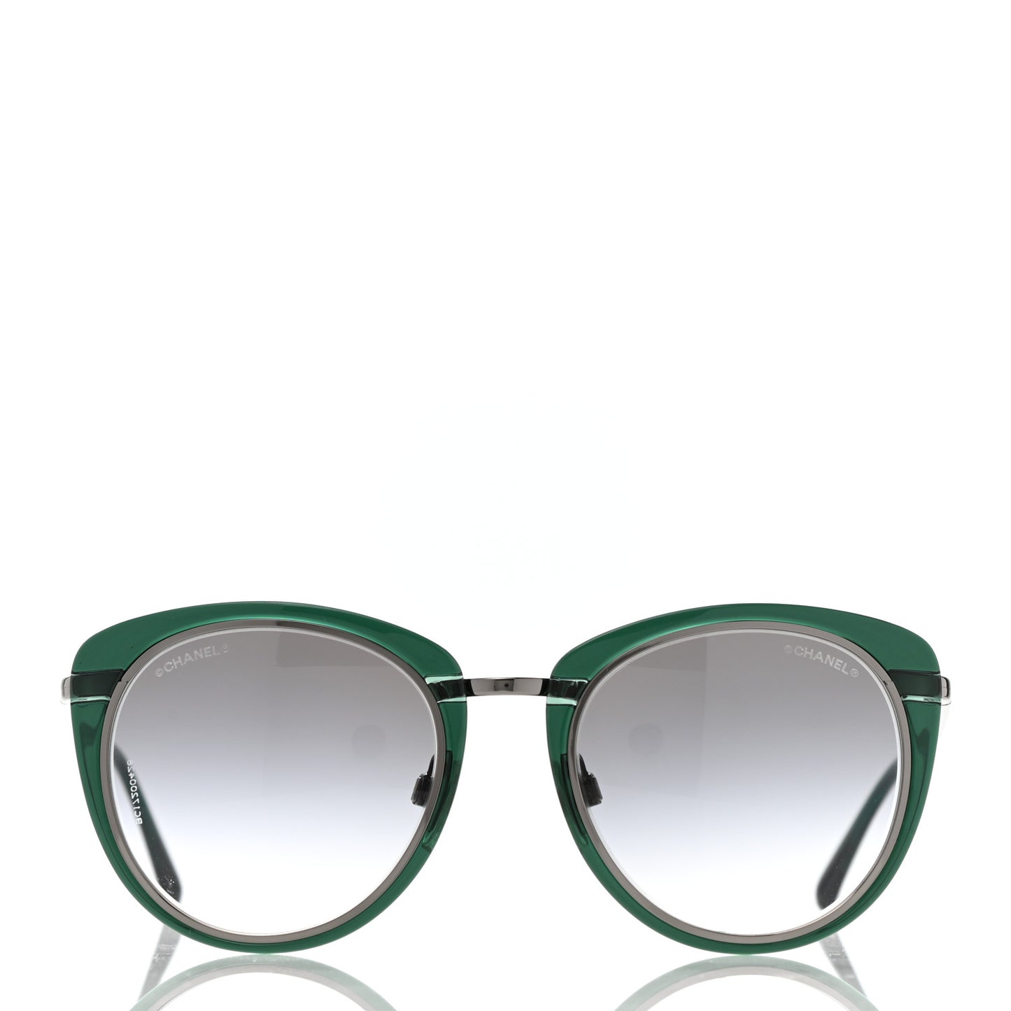 Round Sunglasses 4202 Green Silver
