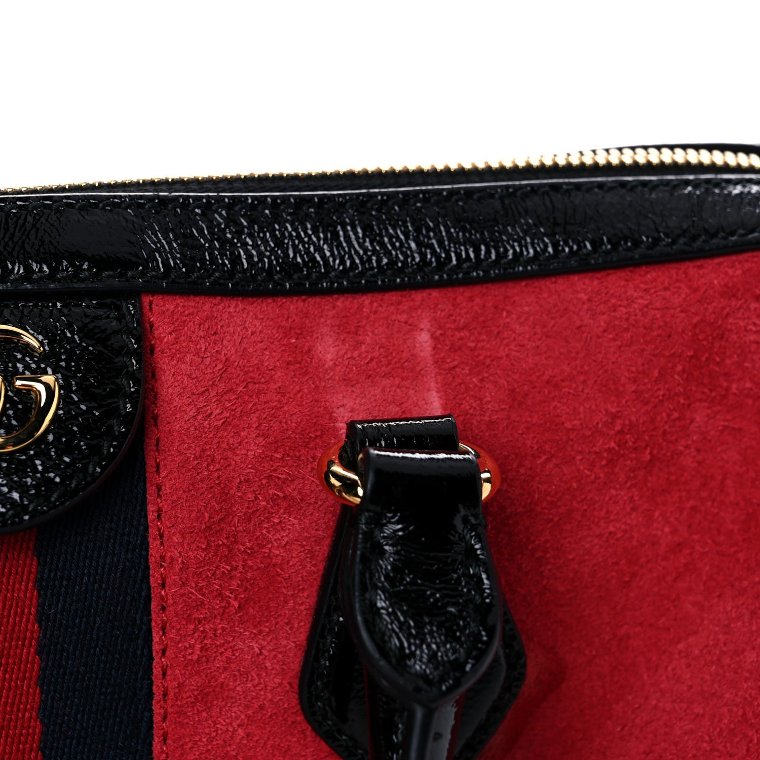 Gucci Suede Patent Web Medium Ophidia Boston Hibiscus Red Black 15 of 16