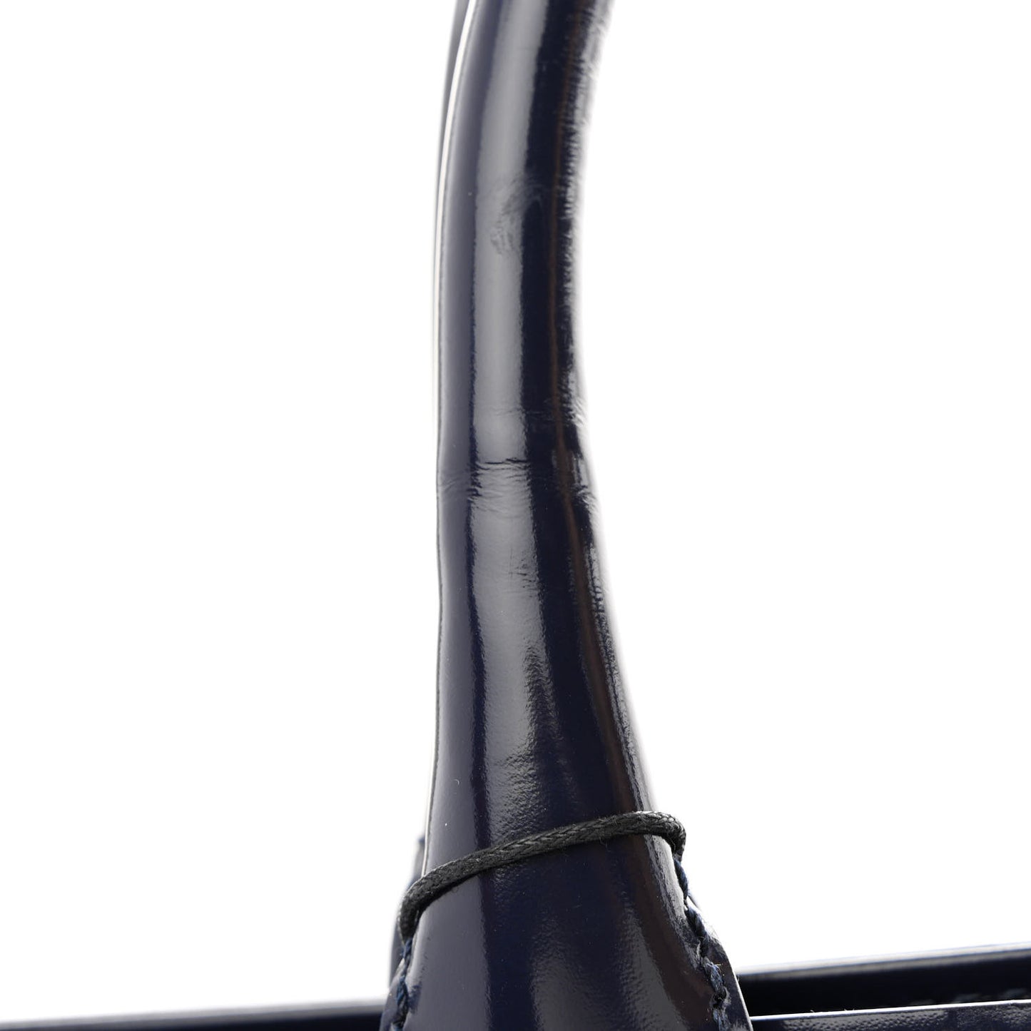 Patent Calfskin Denny Check Embossed Tote Charcoal Blue