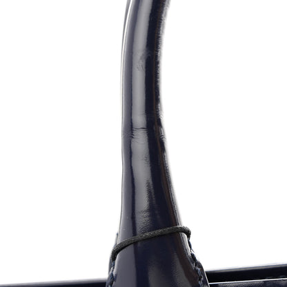 Burberry Patent Calfskin Denny Check Embossed Tote Charcoal Blue 12 of 14
