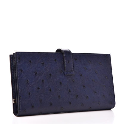 Hermes Ostrich Bearn Wallet Bleu Saphir 3 of 8
