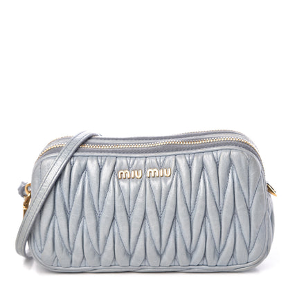 Miu Miu Nappa Matelasse Double Zip Pochette Clutch Nube 1 of 10