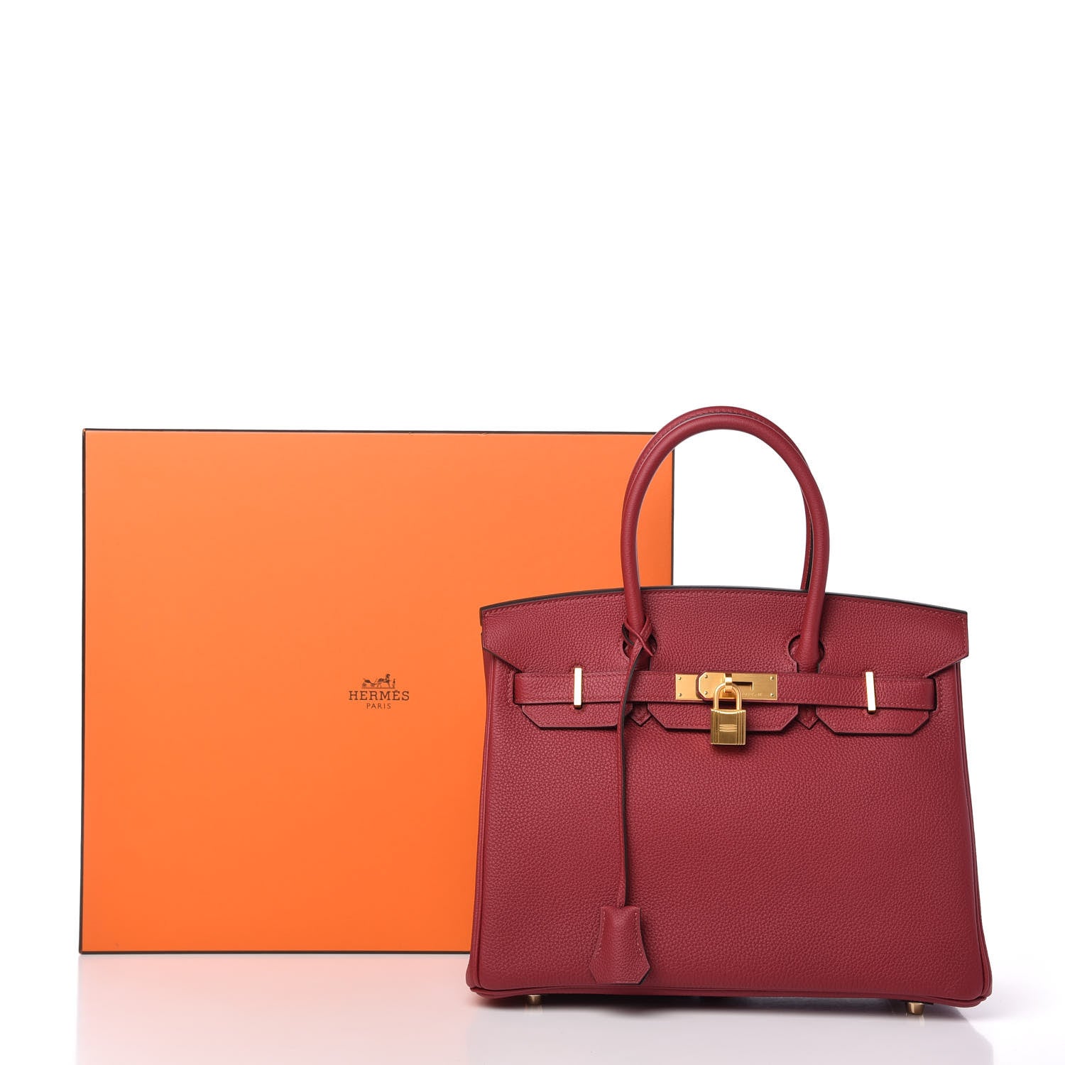 Hermes Togo Horseshoe Birkin 30 Rouge Grenat Bleu Nuit 11 of 11