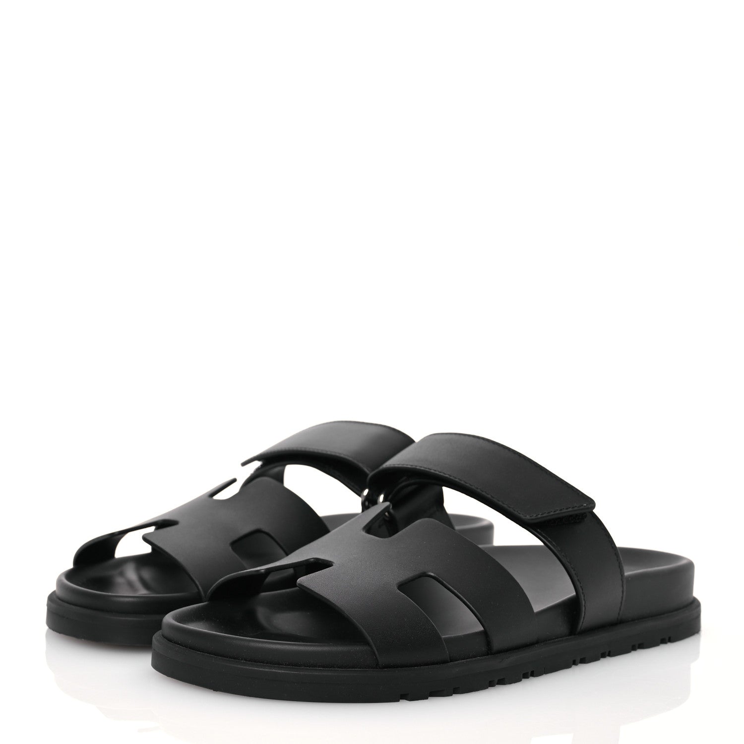 Hermes Calfskin Womens Chypre Sandals 37 Black 3 of 12