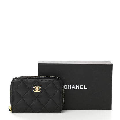 Chanel Lambskin Quilted Zip Coin Purse Black 8 of 8