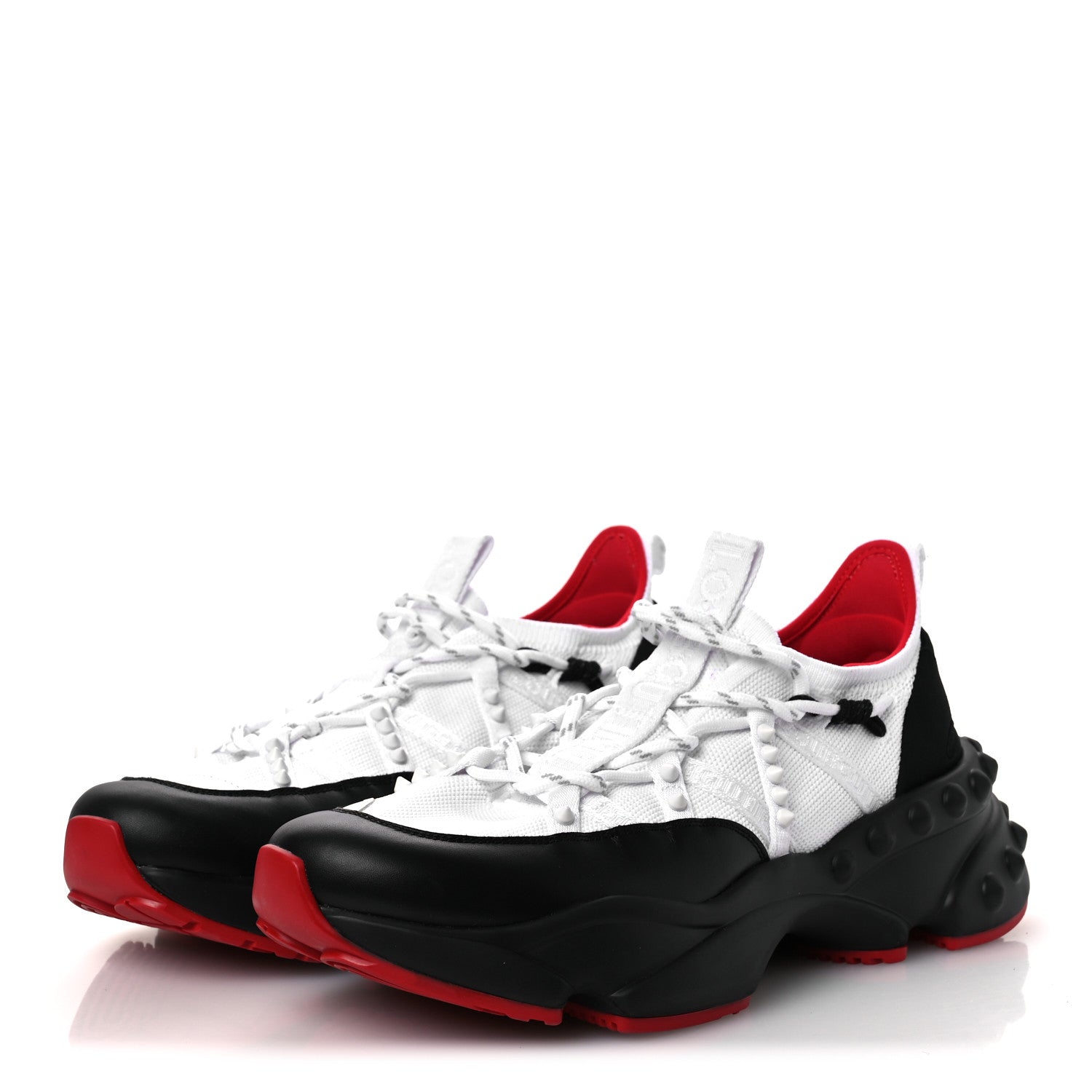 Christian Louboutin Calfskin Neoprene Mens Trailnrun Sneakers 43.5 Black White 4 of 14