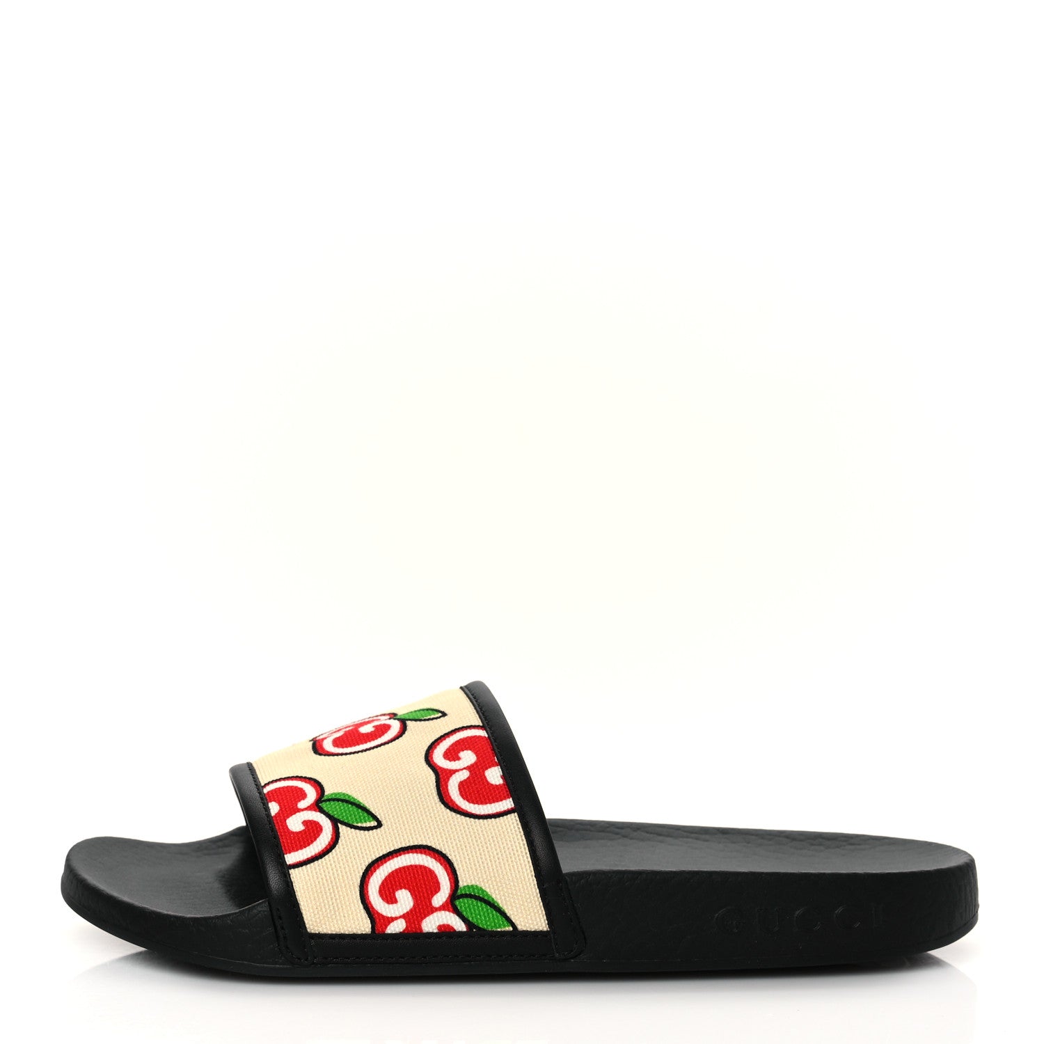 Gucci Canvas GG Apple Slide Sandals 35 Ivory Red Black 1 of 8