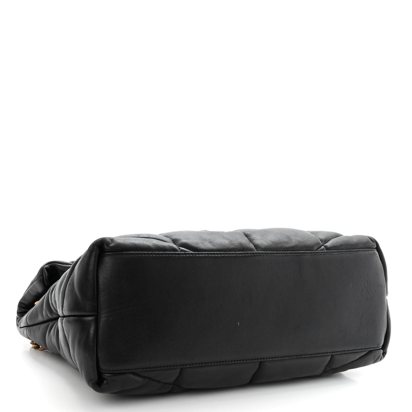 Lambskin Quilted Medium Loulou Puffer Monogram Chain Satchel Black