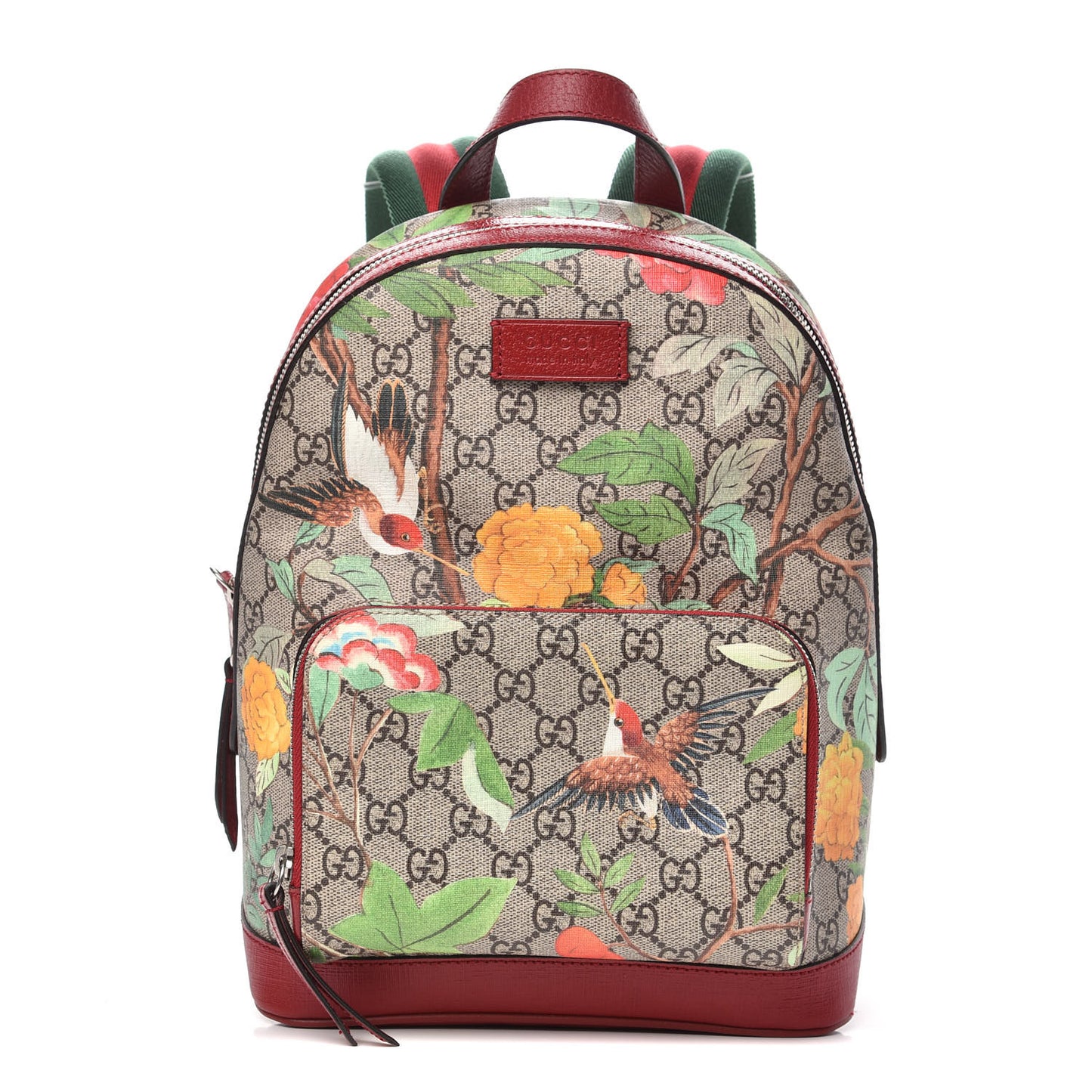 GG Supreme Monogram Tian Web Small Day Backpack Beige Multicolor Red