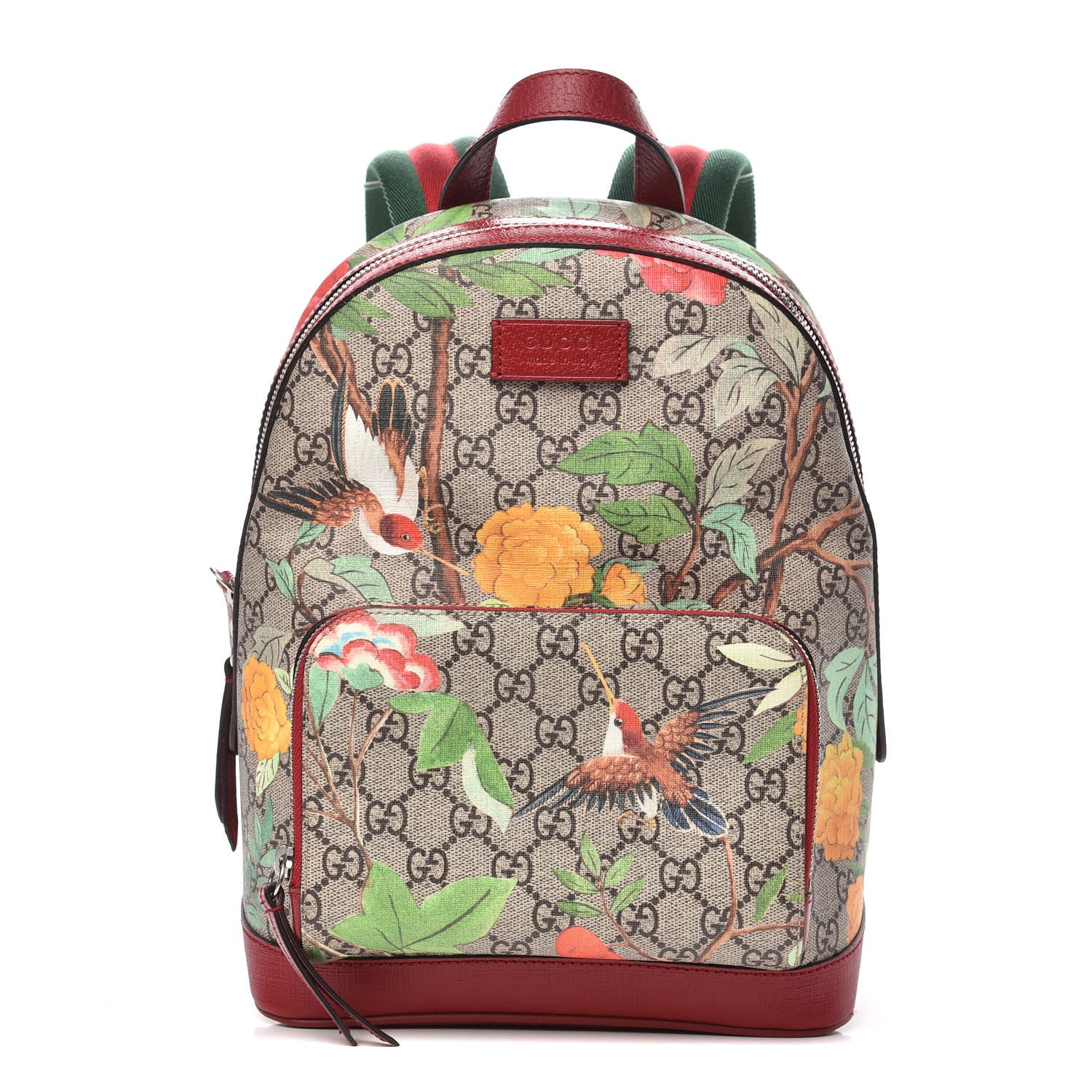 Gucci GG Supreme Monogram Tian Web Small Day Backpack Beige Multicolor Red 1 of 10