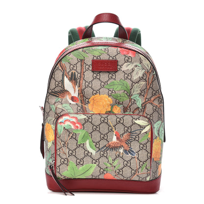 Gucci GG Supreme Monogram Tian Web Small Day Backpack Beige Multicolor Red 1 of 10