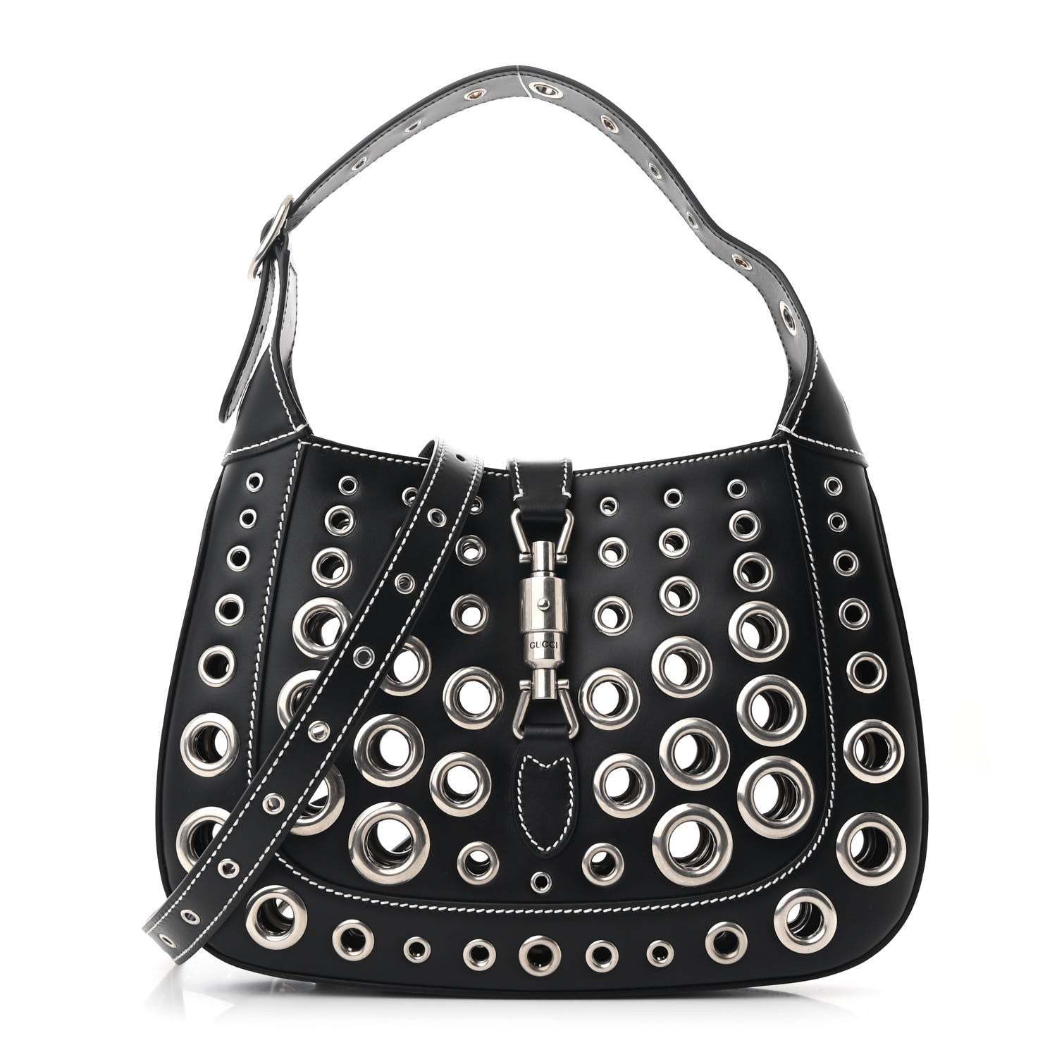 Gucci Calfskin Ha Ha Ha Jackie 1961 Eyelet Hobo Black 1 of 10