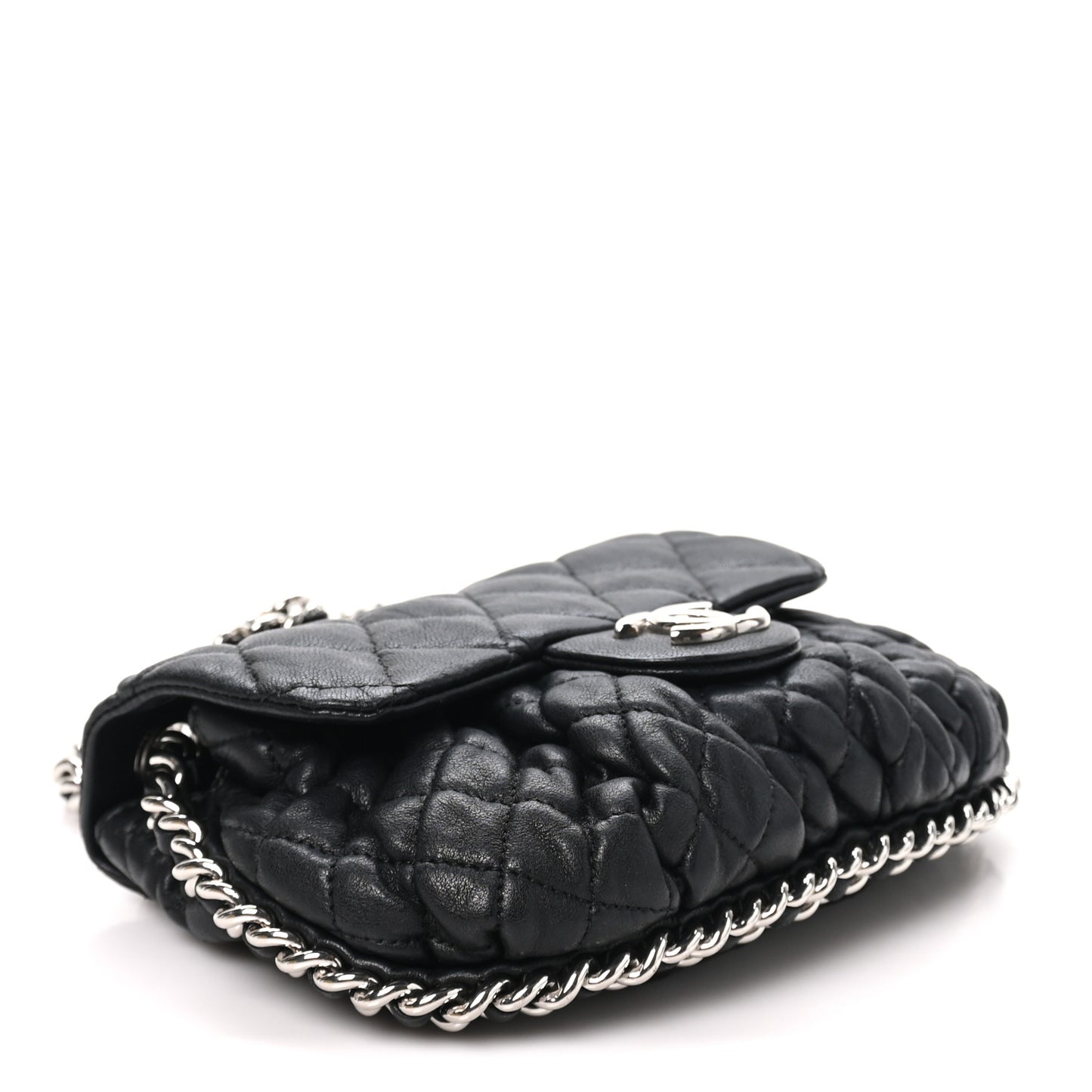 Washed Lambskin Quilted Mini Chain Around Messenger Black