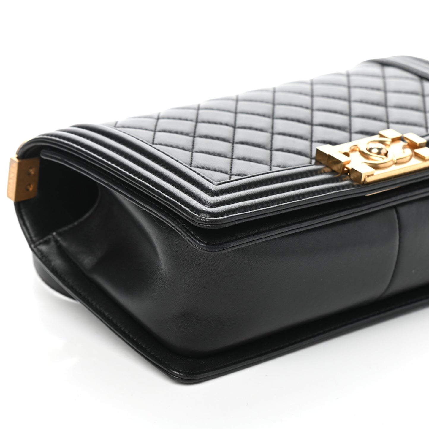 Lambskin Quilted Medium Boy Flap Black