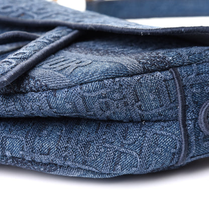 Christian Dior Oblique Embroidered Saddle Bag Denim Blue 10 of 10