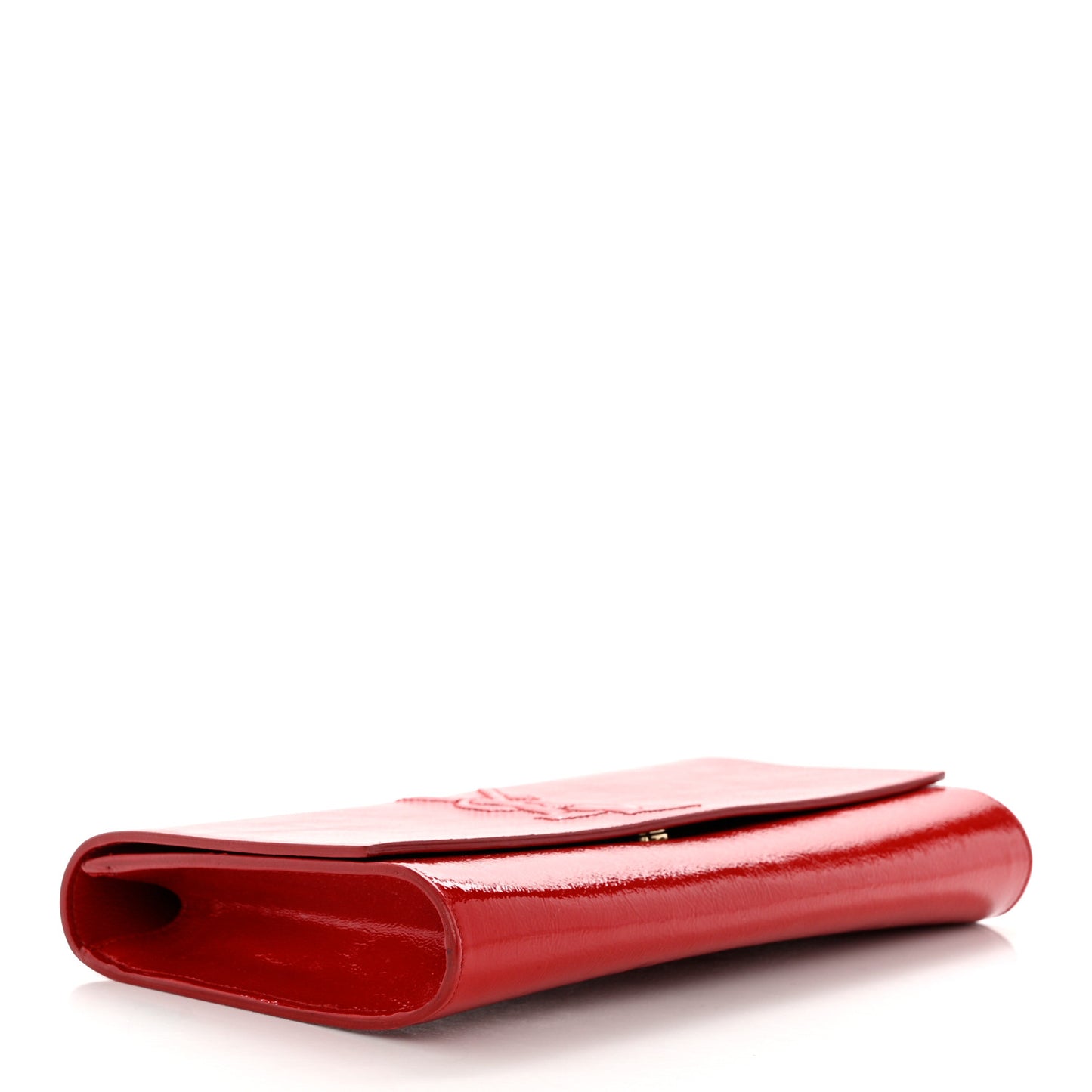 Textured Patent Monogram Large Belle De Jour Clutch Red
