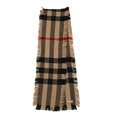 Burberry Wool Half Mega Check Fringe Scarf Camel 2 of 4