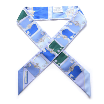 Hermes Silk Camails Twilly Scarf Lavande Vert Bleu 1 of 3