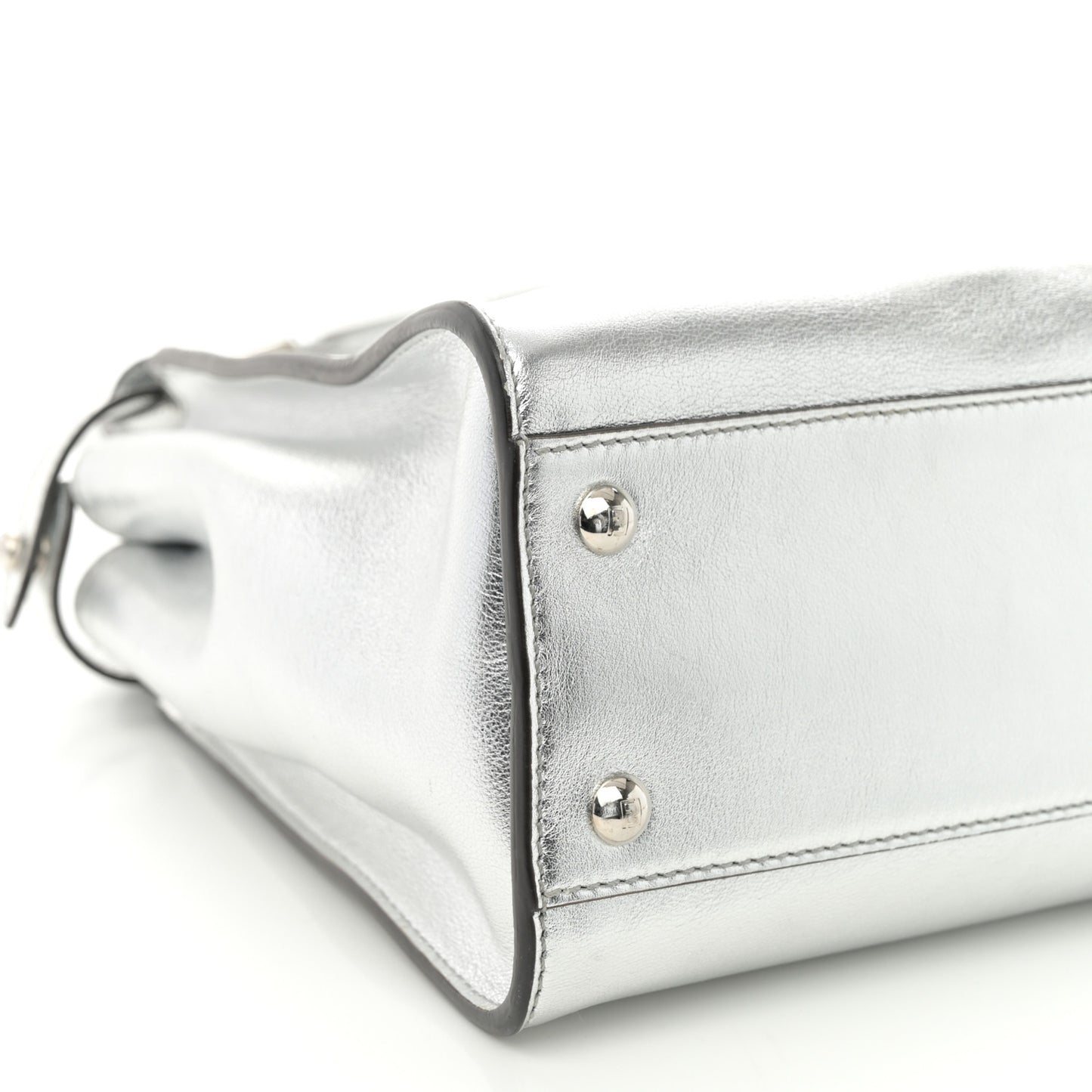 Vitello Catalan Mirror Medium Peekaboo Iconic Satchel Argento