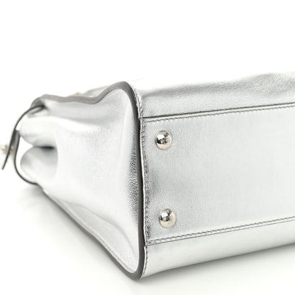 Fendi Vitello Catalan Mirror Medium Peekaboo Iconic Satchel Argento 9 of 10
