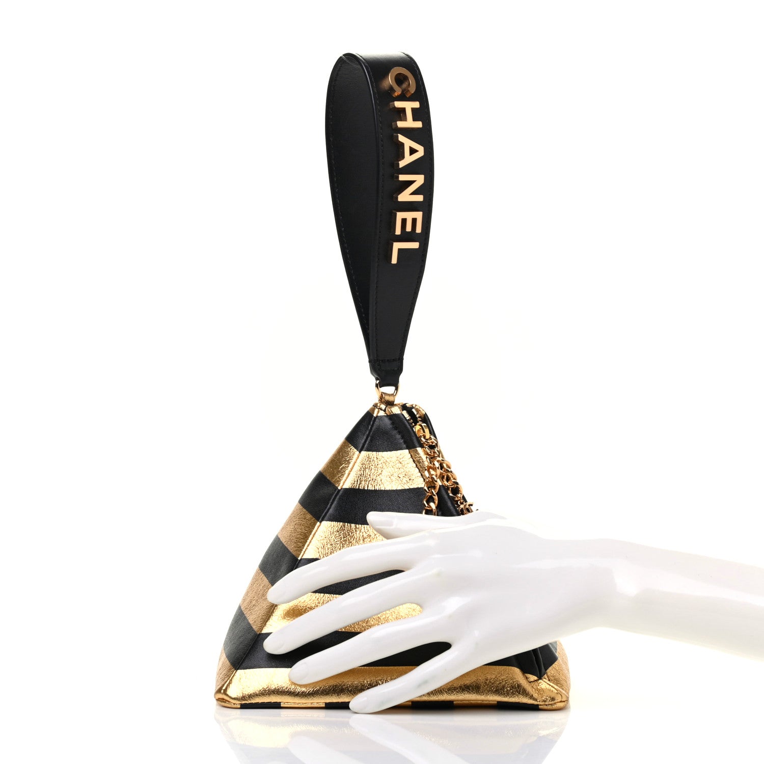Chanel Metallic Lambskin CC Kheops Pyramid Bag Gold Black 2 of 8
