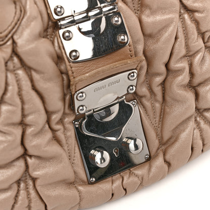 Miu Miu Metallic Nappa Matelasse Top Handle Satchel Cammeo 17 of 18