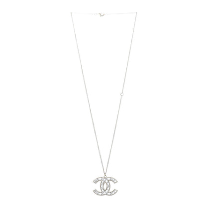 Chanel Metal Quilted CC Pendant Necklace Gold White 3 of 6