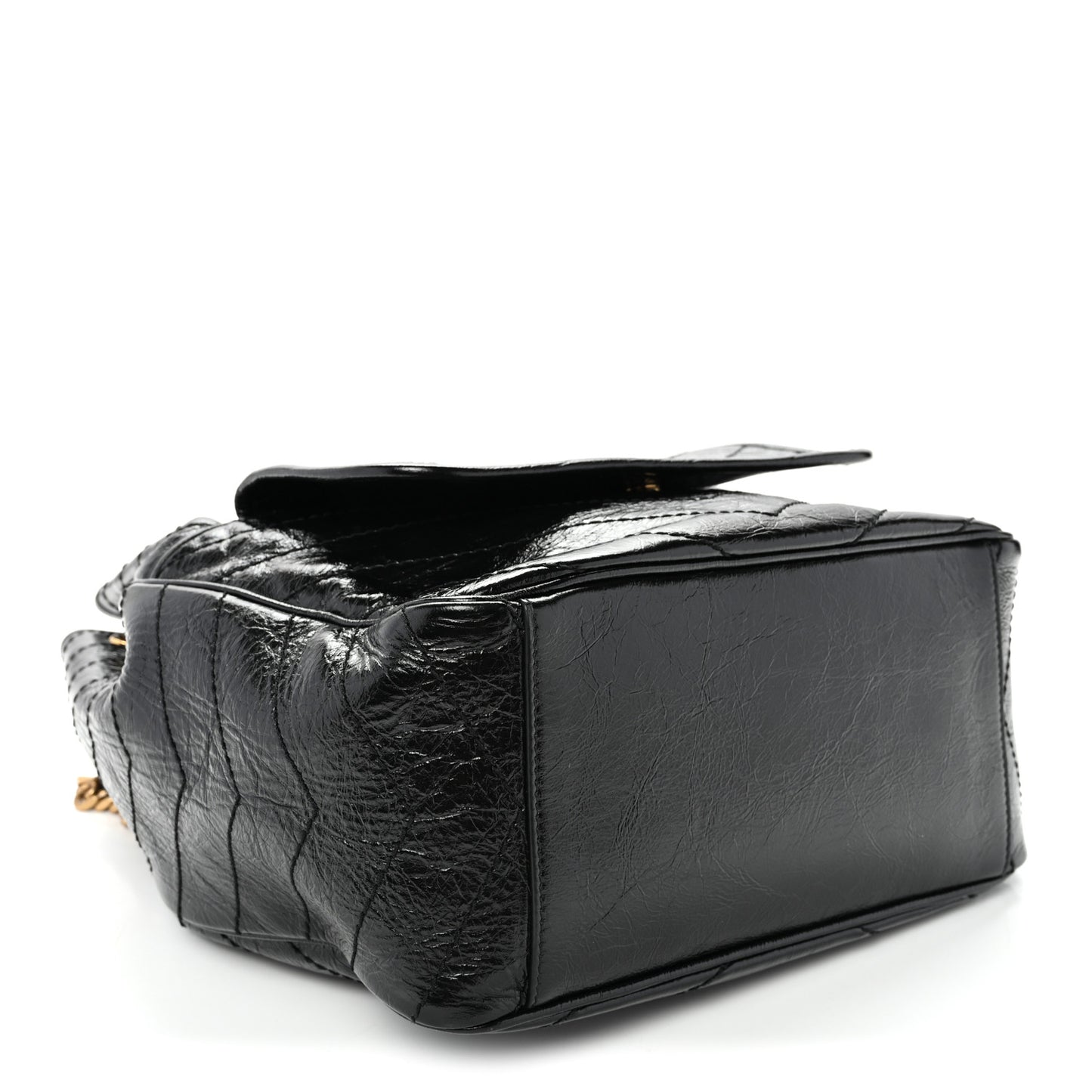 Crinkled Calfskin Matelasse Monogram Small Niki Tote Black