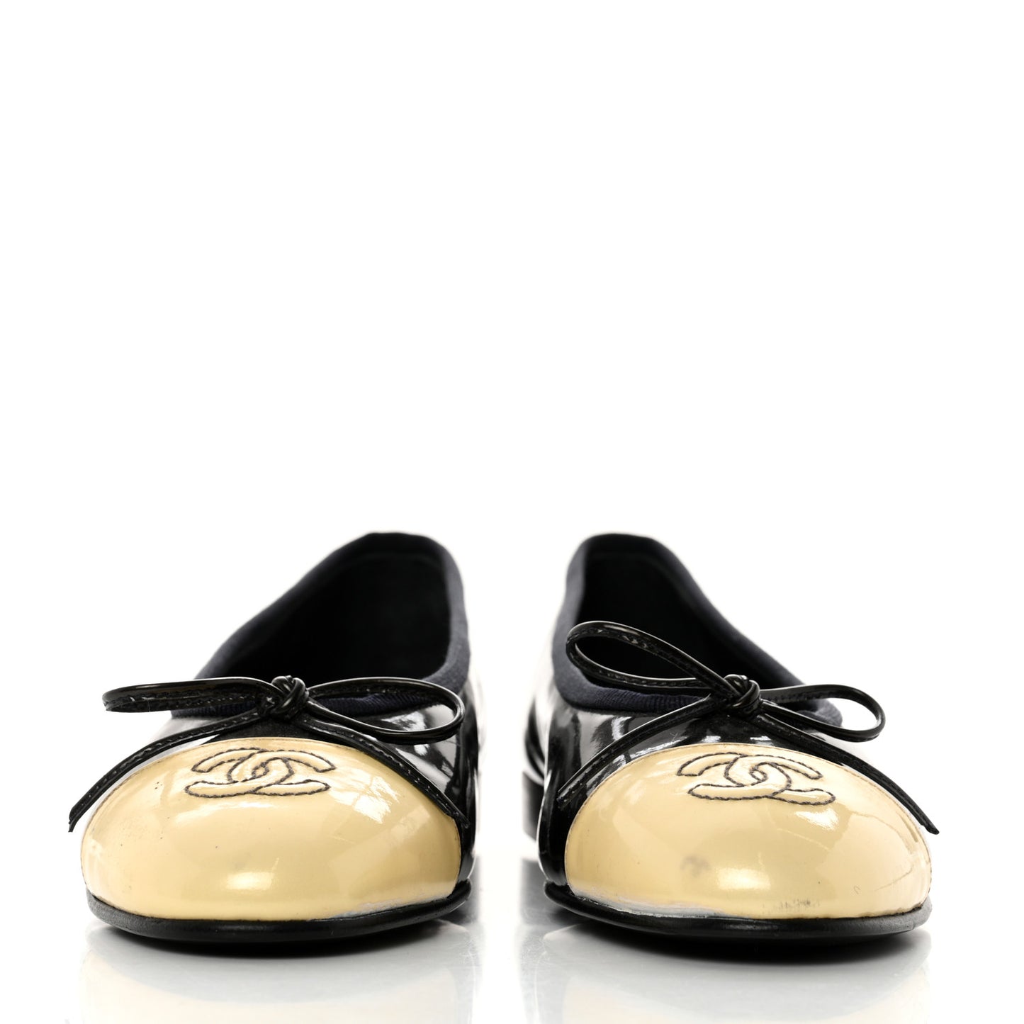 Patent CC Cap Toe Ballerina Flats 36 Navy Beige