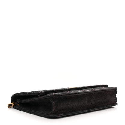 Chanel Iridescent Calfskin Quilted Tartan Button Wallet on Chain WOC 4 of 17