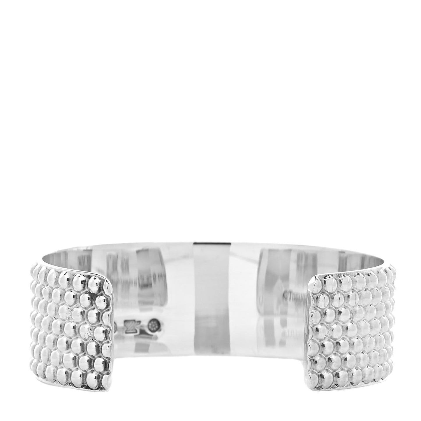 Sterling Silver Diamond Point Wide Cuff Bracelet