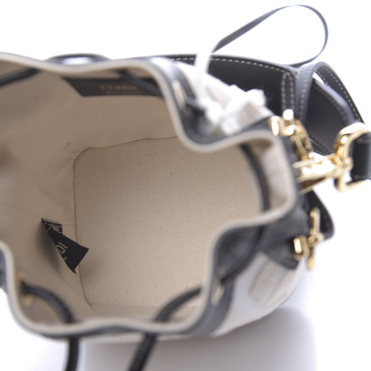 Canvas Vitello King F is Fendi FF Embroidered Mini Mon Tresor Bucket Bag Grezzo Black