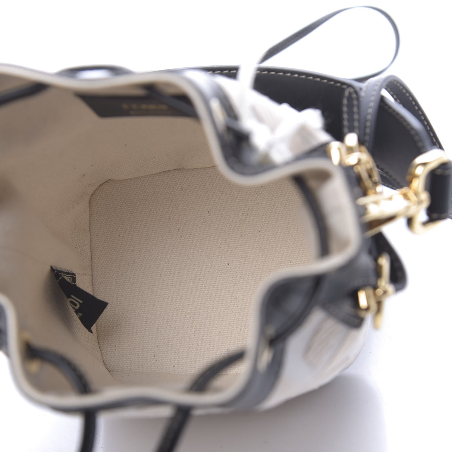 Fendi Canvas Vitello King F is Fendi FF Embroidered Mini Mon Tresor Bucket Bag Grezzo Black 6 of 11