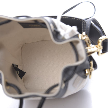 Fendi Canvas Vitello King F is Fendi FF Embroidered Mini Mon Tresor Bucket Bag Grezzo Black 6 of 11