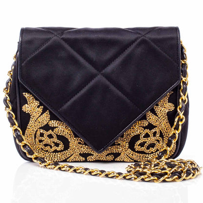Chanel Satin Beaded Envelope Flap Black 1 of 8