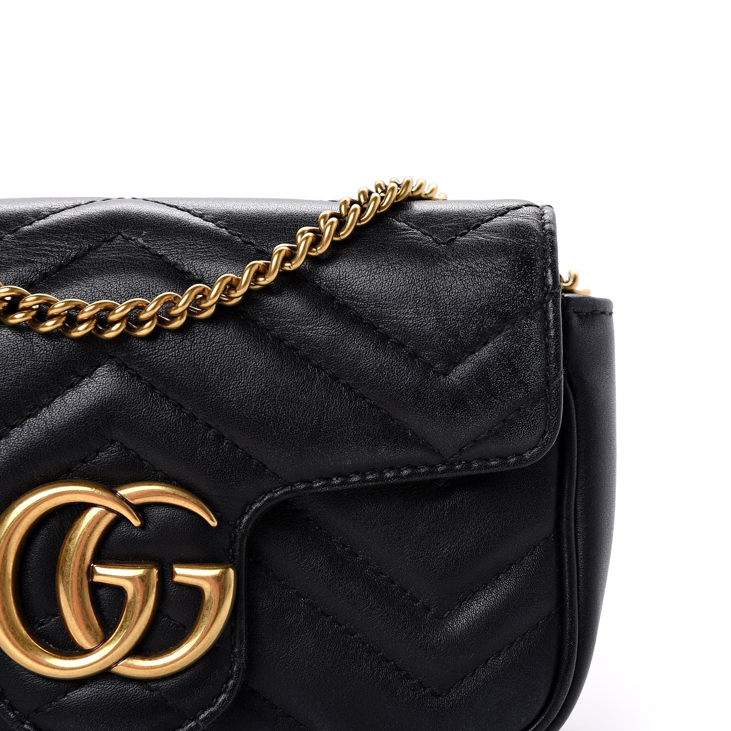 Gucci Calfskin Matelasse Super Mini GG Marmont Shoulder Bag Black 10 of 11