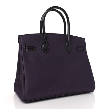 Hermes Togo Matte Alligator Birkin Touch 30 Raisin Prunoir 5 of 23
