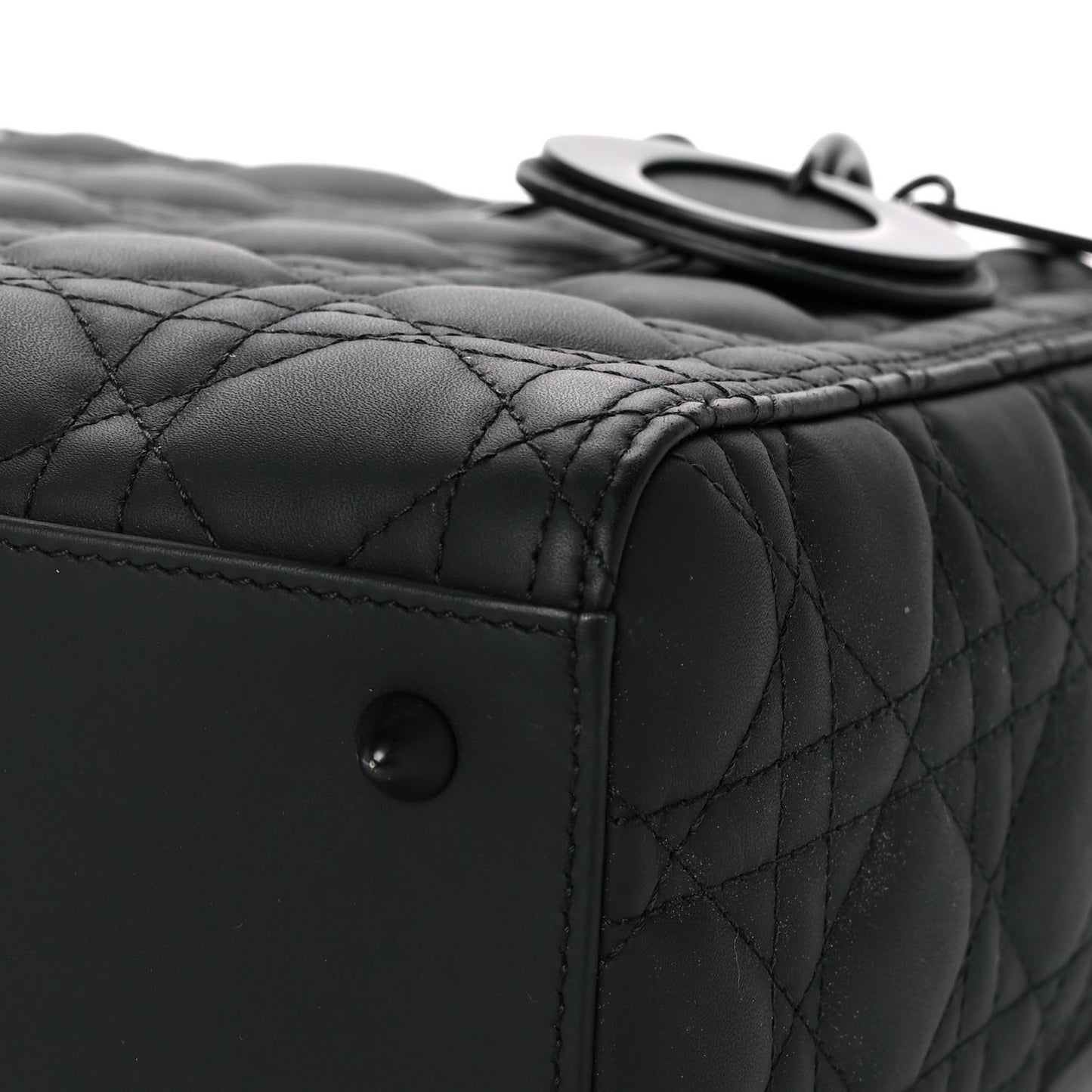 Ultra Matte Calfskin Cannage Medium Lady Dior Black