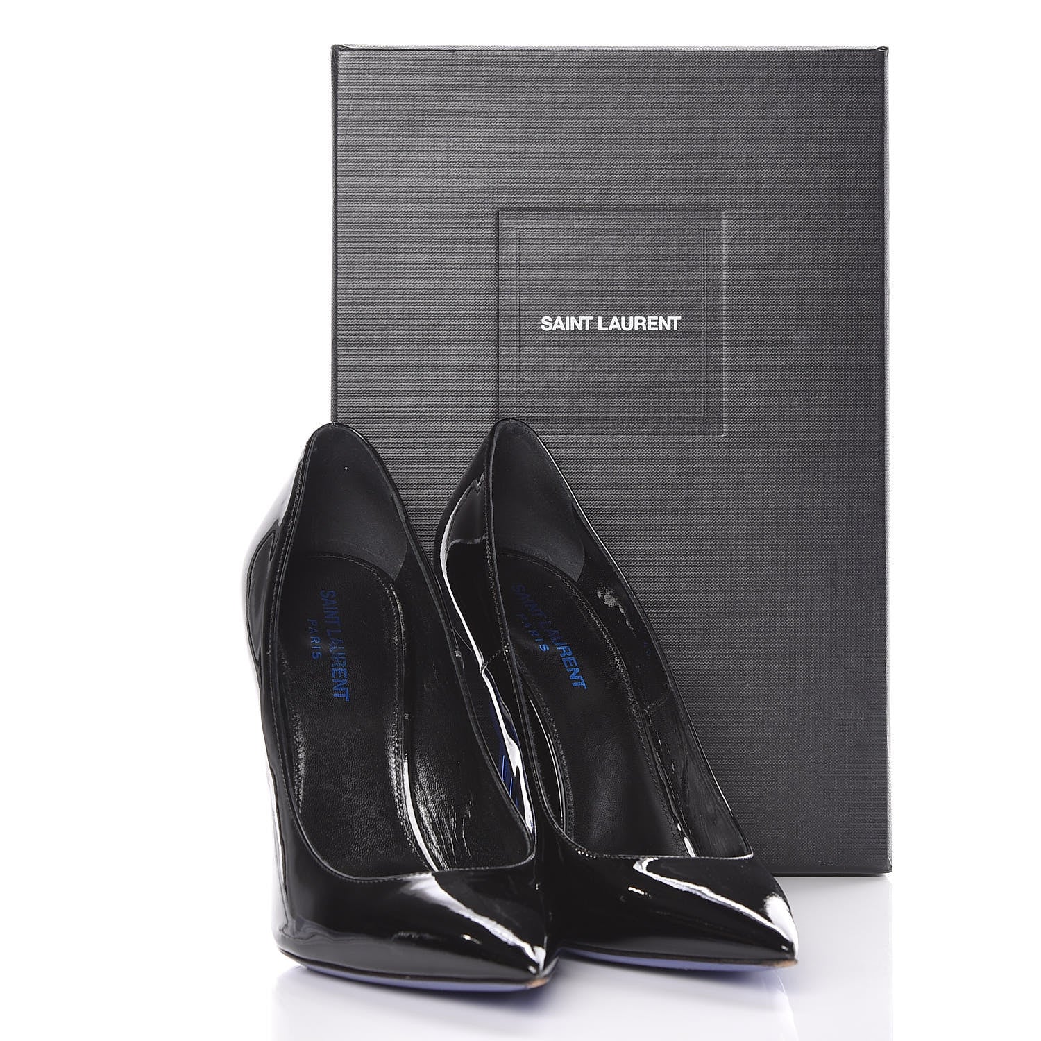 Saint Laurent Patent Calfskin Opyum 110 Pumps 40 Black Blue 15 of 15