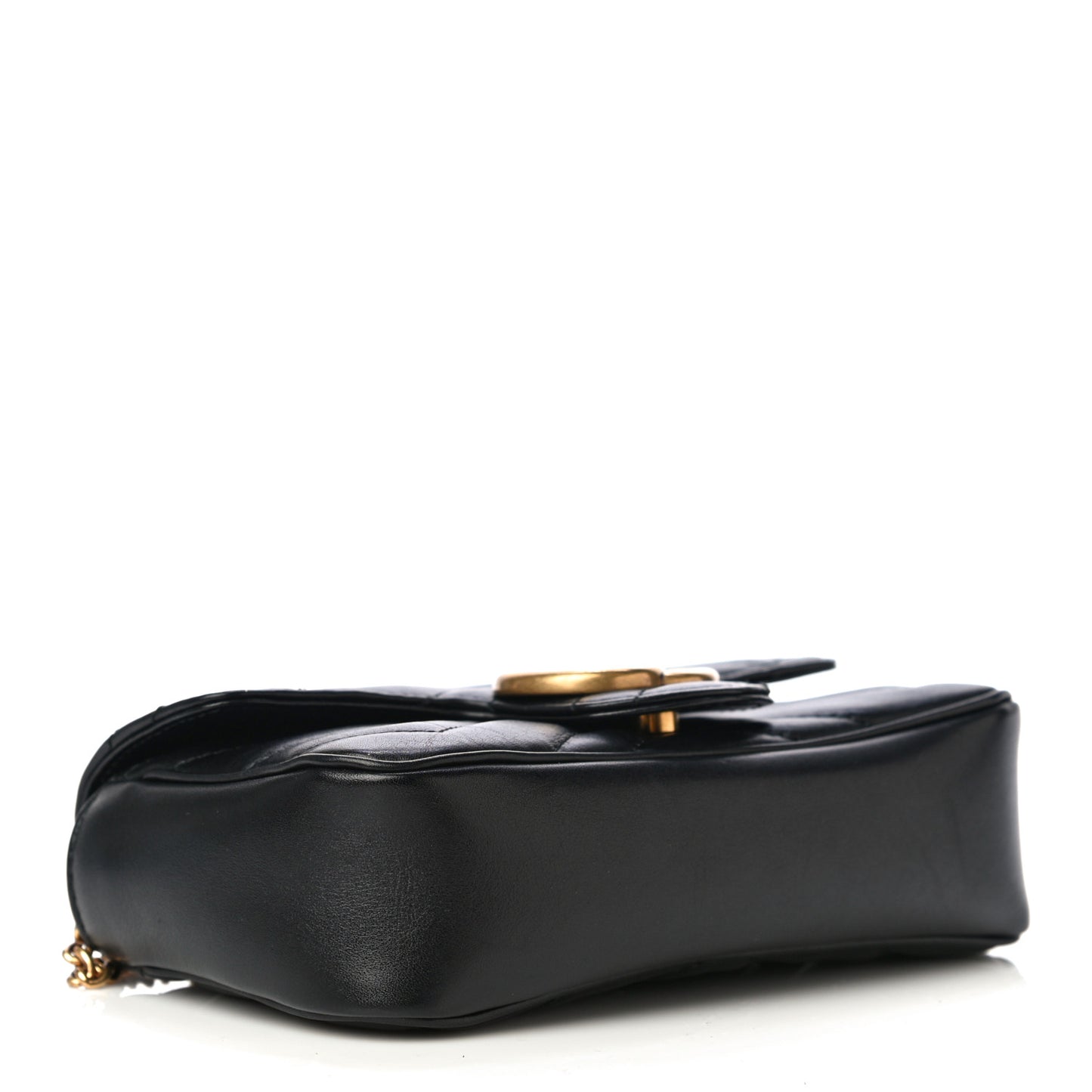 Calfskin Matelasse Super Mini GG Marmont Shoulder Bag Black
