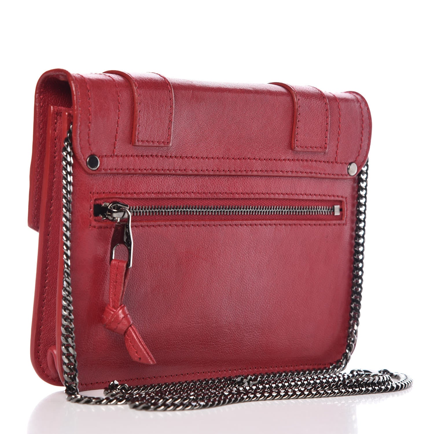 Proenza Schouler Lambskin PS1 Large Chain Wallet Red 3 of 9