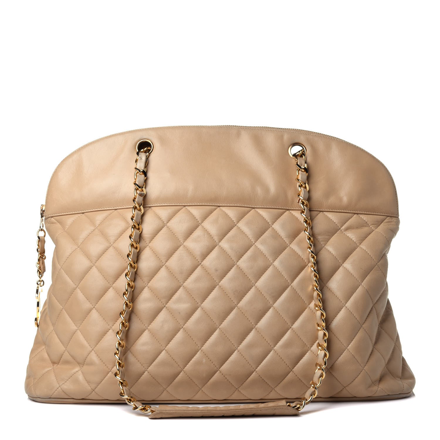 Chanel Lambskin Quilted Shoulder Bag Beige 1 of 14