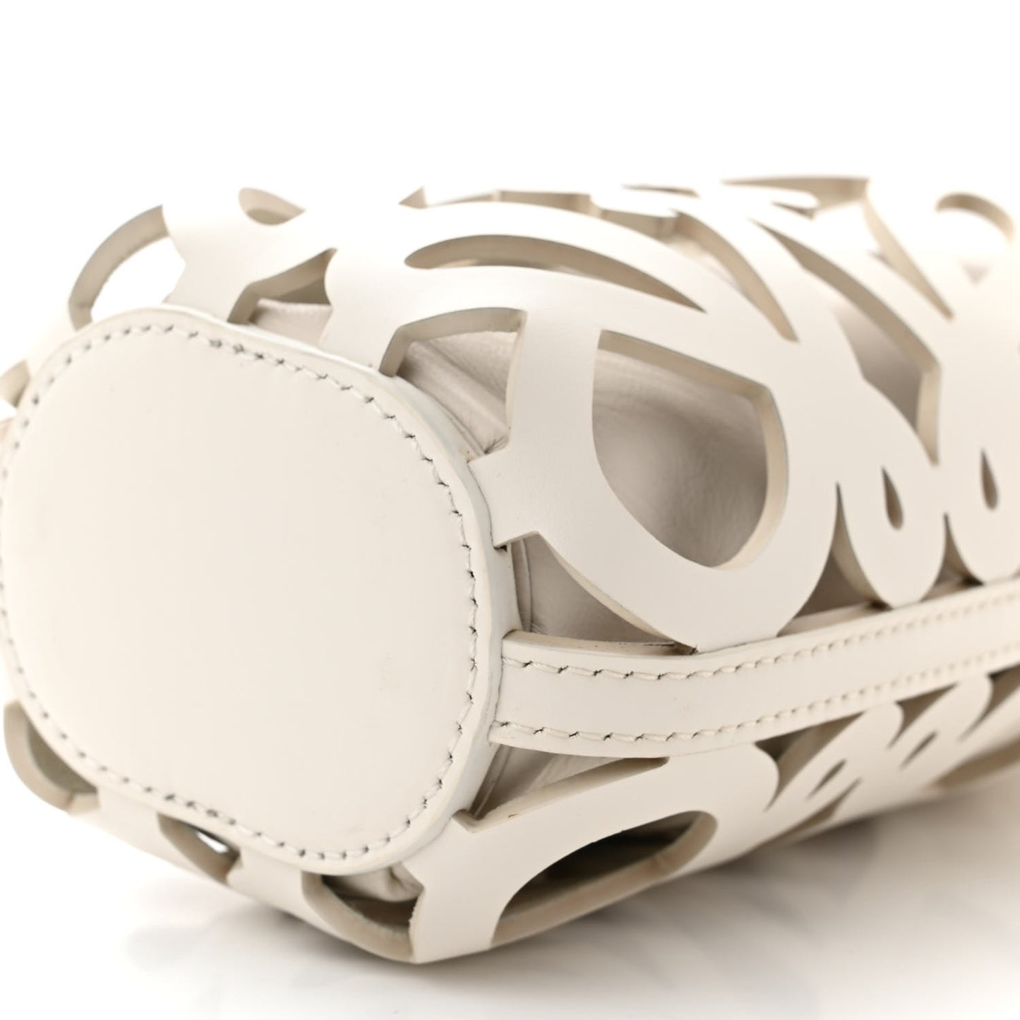 Nappa Calfskin Cutout Anagram Pocket Crossbody Bag White Glaze